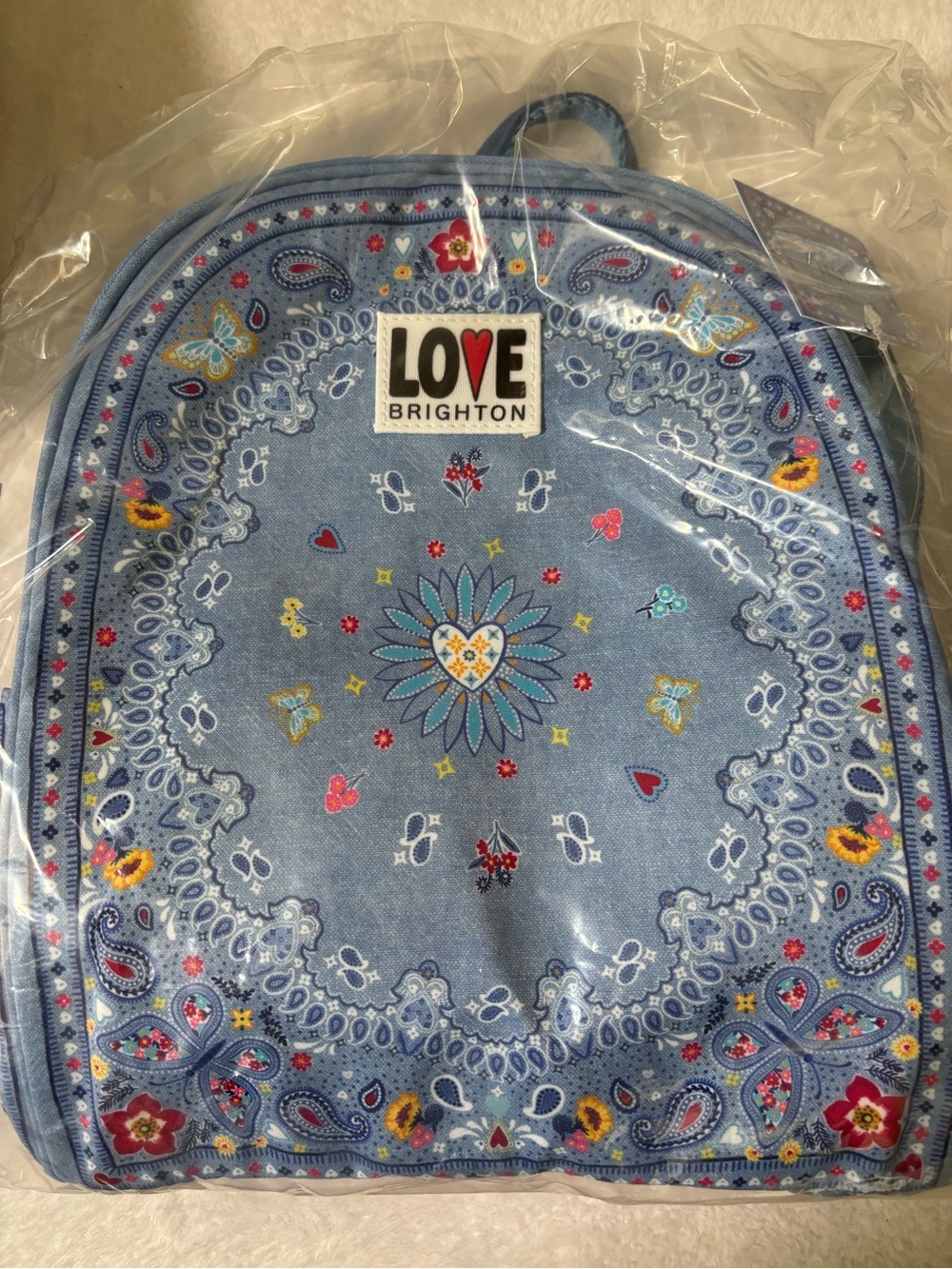 Brighton Yellow & Blue Floral Heart Tote and bandanna small backpack - Picture 6 of 10